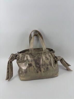 Frye Nora Leather Satchel Cream Metallic Gold, NO STRAP